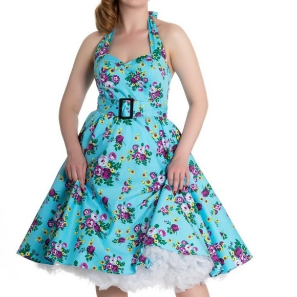 Hell Bunny Blue Floral Dress👗 - Picture 5 of 5